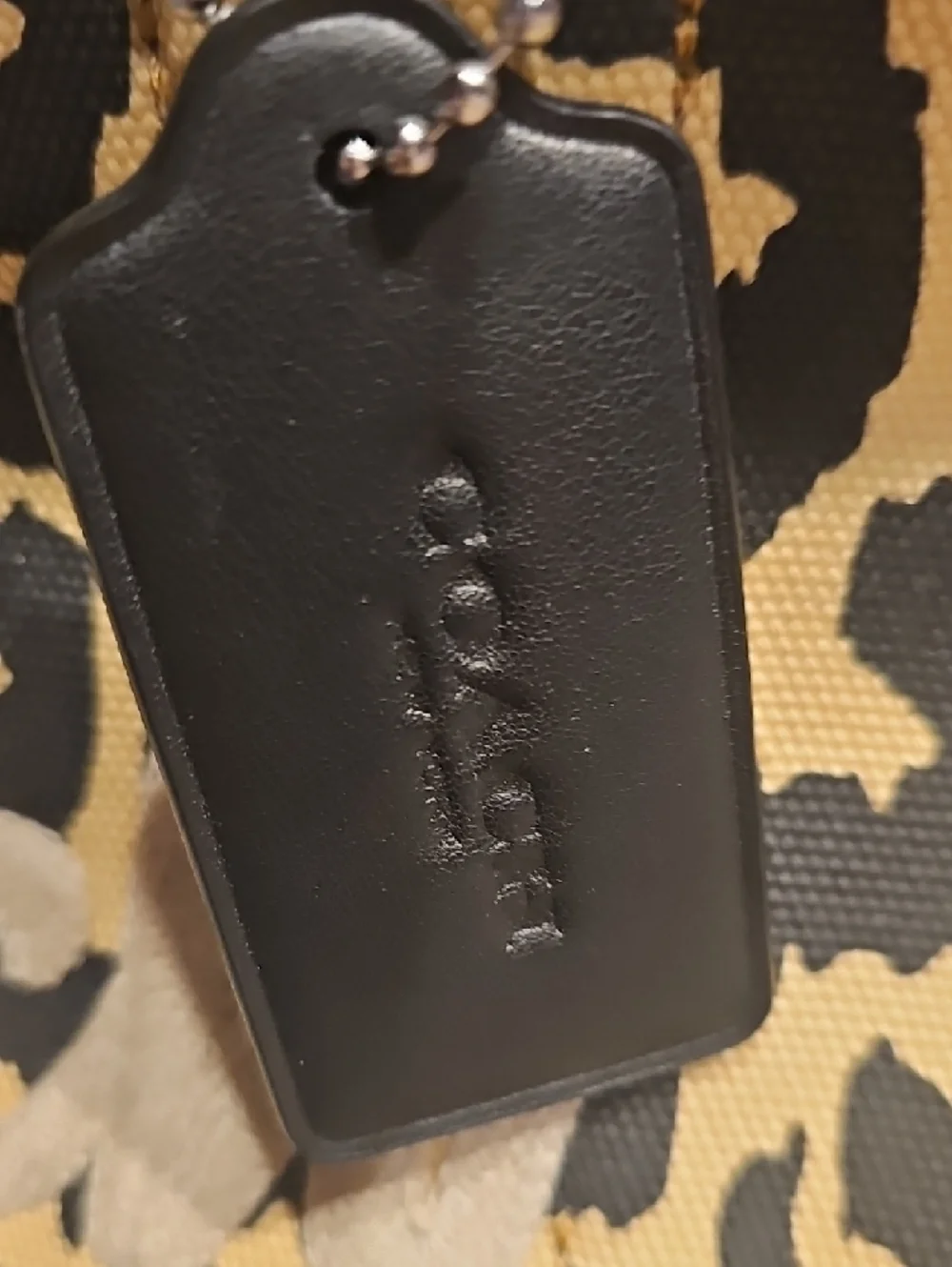 Coach Leopard-Print Canvas Tote in Black and Tan - Picture 3 of 11